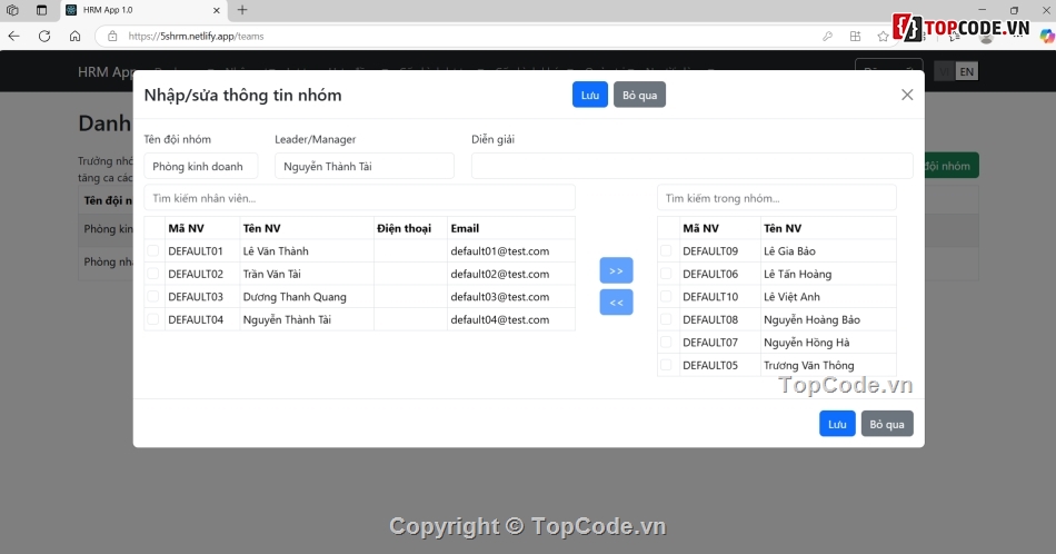 Code web,web quản lý nhân sự,nodejs,reactjs